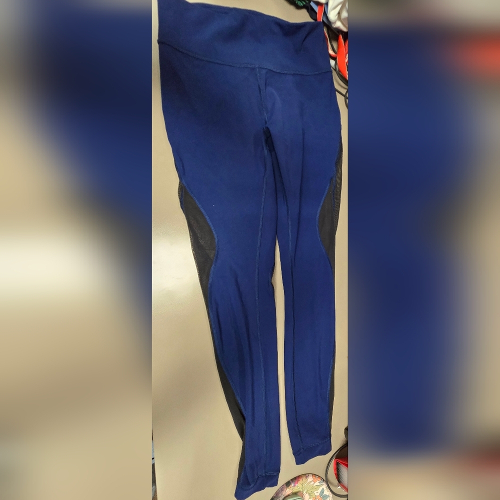Lululemon athletica Blue and Black Mesh Ankle Leggings